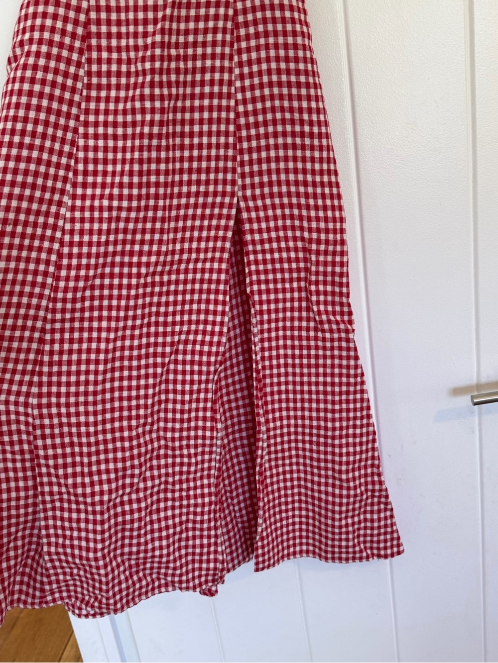 Reformation Red Linen Gingham Smocked-Strap Midi Dress - Women - Picture 2 of 4